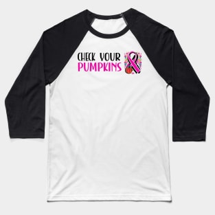 Breast cancer awareness pink ribbon October pumpkin design Baseball T-Shirt